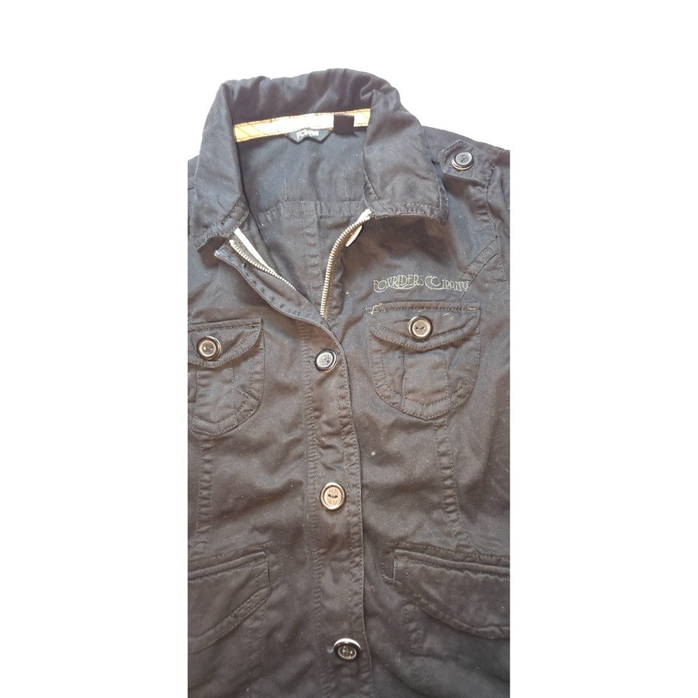 Vtg Fox Racing Riders Co Jacket M Black Cargo Military Utility Y2K Goth Grunge - Picture 4 of 13